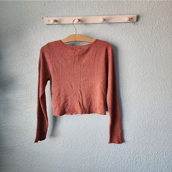 Pink Robin new york y2k 90s style cropped button down long sleeve blouse - Picture 6 of 10